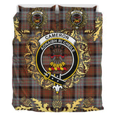 Cameron of Erracht Weathered Tartan Crest Bedding Set - Golden Thistle Style